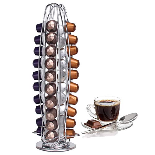 Porta capsule caffè, Supporto per Capsule Caffè Nespresso 40 pezzi, porta capsule girevoli 360°, portaoggetti e organizzazione per capsule Nespresso, Compatibile con capsule caffè Nespresso