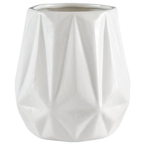 Rivet - Vaso in ceramica, design moderno angolato, 13,3 cm di altezza, bianco