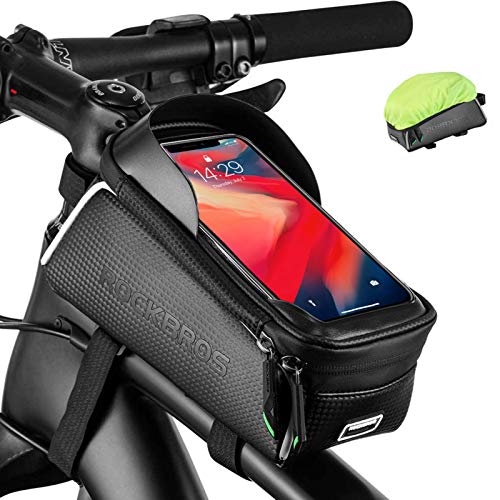 ROCKBROS Borsa Telaio Bici Borsa Impermeabile Manubrio per Bici MTB BMX Support Cellulare TPU Touchscreen 6.5 inches Copertura Anti-pioggia in Regalo 1.5L