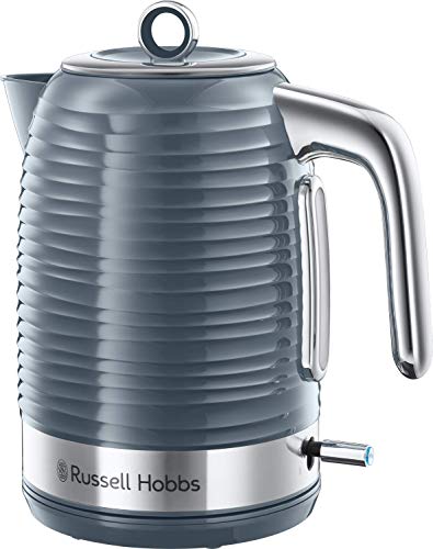 Russell Hobbs Bollitore Acqua Elettrico, 1.7 L, 2400 W, Filtro Anticalcare rimovibile e lavabile, Energy saving ok, Inspire Grigio 24363-70, [Esclusiva Amazon]