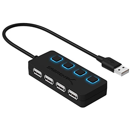 Sabrent Hub USB 2.0, Ciabatta multipresa USB, Sdoppiatore USB, 4 Porte con Singoli Interruttori ON OFF e Spie LED, per PS4 PS5, PC da gioco, laptop, chiavetta USB, stampante, MacBook e altro (HB-UMLS)