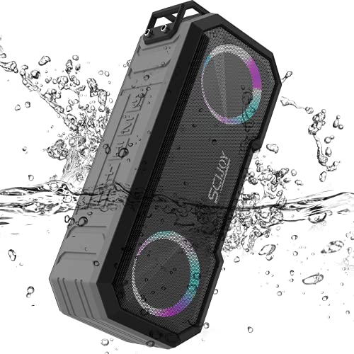 SCIJOY Cassa Bluetooth Potente Portatile, 30W HD Stereo Bluetooth Speaker con con Luce LED, IPX7 Impermeabile, Sostegno AUX & Micro SD e con FM Radio, 30h di Autonomia