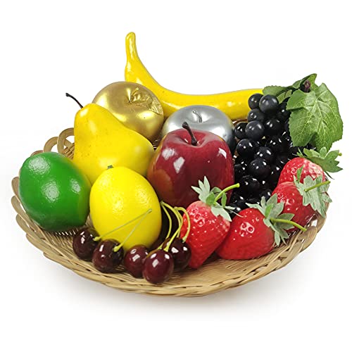 Set di12Pcs di frutta artificiale,frutta finta,confezione di frutta di simulazione,set di frutta finta per decorazioni natalizie per feste in casa,modello di frutta per servizio fotografico,mele finte