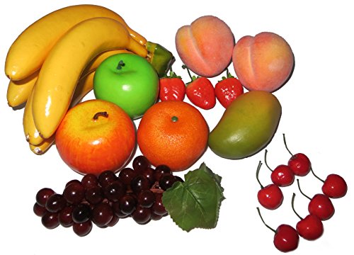 Set per decorazione composto da 18 pezzi artificiali di frutta finta realistica
