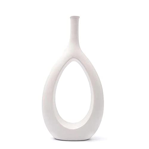 Sfeexun Vaso per Fiori Vasi Moderni in Ceramica Bianco Astratto Artistico Accento Decorativo per la Decorazione Domestica H-30cm