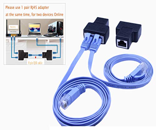 SinLoon Adattatore splitter RJ45, Cavo Ethernet Splitter Cat6, Cat7, Connettore di estensione di rete RJ45, Kit di condivisione cavi Ethernet con 2 cavi Cat6 per router TV BOX Camera PC L