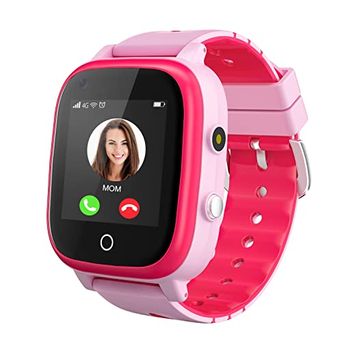 Smartwatch 4G aggiornato per ragazze e ragazzi, IP67 impermeabile WiFi GPS Smartwatch telefono, WiFi, videochiamate, telefoniche SOS, per bambini da 3 a 14 anni, regali di compleanno (rosa)