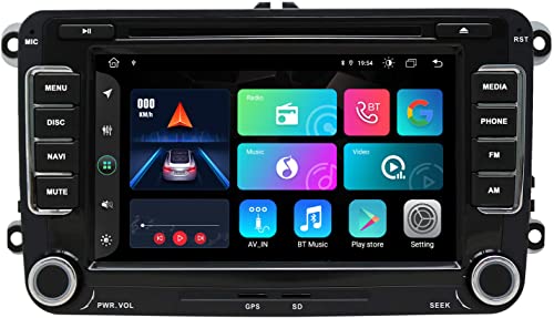 SWTNVIN Android 10 Autoradio Stereo GPS Navigazione Fits for VW Golf Passat Polo Tiguan Touran Caddy EOS Scirocco Skoda Seat Lettore DVD 7 pollici HD Touch Screen con BT WIFI SWC DSP TPMS FM 2GB+16GB