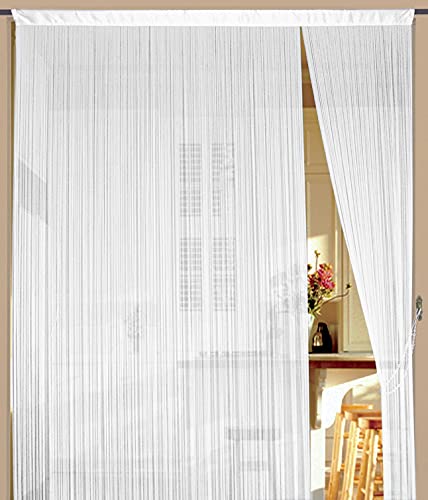 Tenda a fili, 200 cm x 400 cm (larghezza x altezza), bianca