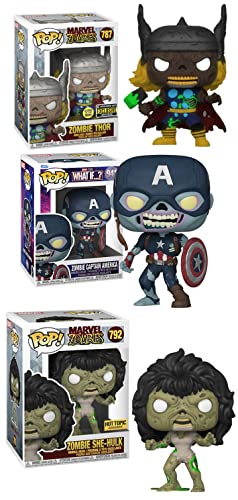 The Infected are On The Move- Marvel Zombies Funko Pop! Bundle: She Hulk 792 Store Exclusive 946 + Zombie Thor 787 Exclusive Glow in The Dark + Captain America 941 (3 figure in vinile)