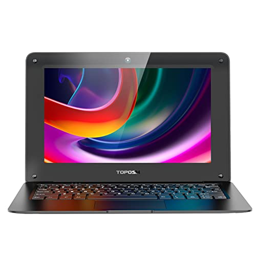 TOPOSH Laptop Mini Notebook 10.1 inch 2 GB RAM + 32 GB SSD Intel Celeron N3350 Graphics 1.1 GHz, laptop with QWERTY keyboard-Nero