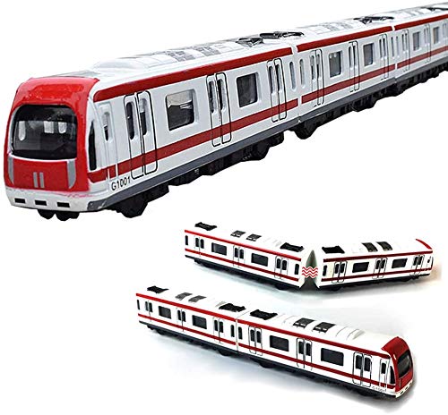 Train Modello, 4pcs giocattolo Car Set lega Ferroviario Treno della metropolitana Modello, 1 64 Scala lega Metropolitana   Model Car ToysPlay, Rosso Bianco