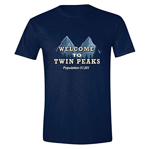 Twin Peaks Maglietta da Uomo Benvenuto Cotton Blue - M