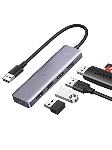 UGREEN 4 Porte Hub USB 3.0, Porta di Alimentazione 5V 2A, Multi USB per PC, Tablet, Laptop, Compatiile con Hard Disk, Mouse, Tastiera, Chiavetta, Stampante, ecc