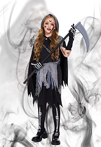 Ulikey Grim Reaper Ragazza Costume, Costume da Mietitore con Vestit...