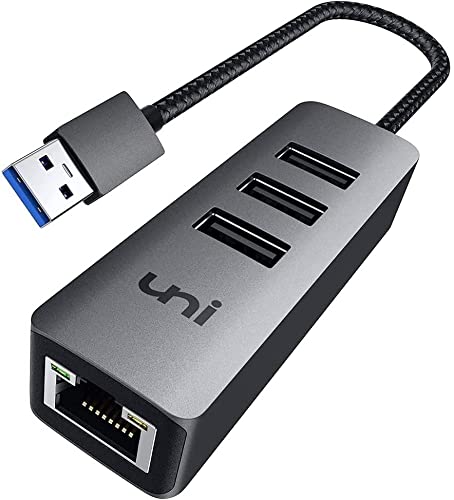uni Adattatore da USB a Ethernet, Hub Ethernet USB 3.0 a 3 Porte con Adattatore RJ45 1Gbps Gigabit Ethernet, Compatibile con MacBook, iMac, XPS, Surface Pro, Windows, Mac Linux e altro