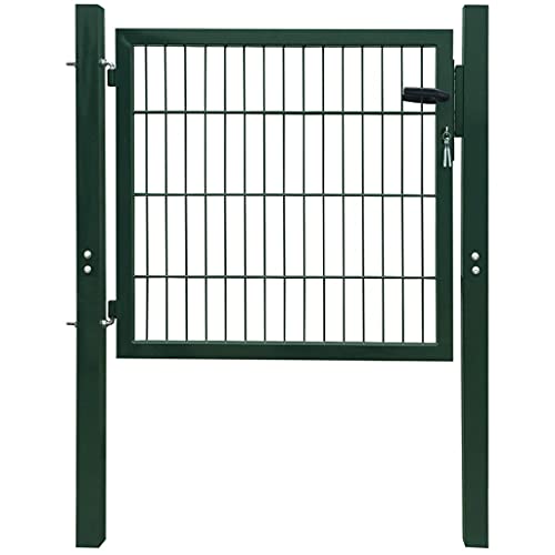 vidaXL Cancello Pedonale per Recinzione Giardino in Acciaio Verde 105x150cm