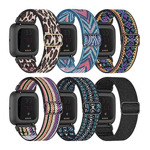 Wizvv Cinturino compatibile con Fitbit Versa 2 Versa Lite SE Cinturino per smartwatch in nylon elastico regolabile da donna ragazza per Versa 2 Versa Lite SE 6 pezzi