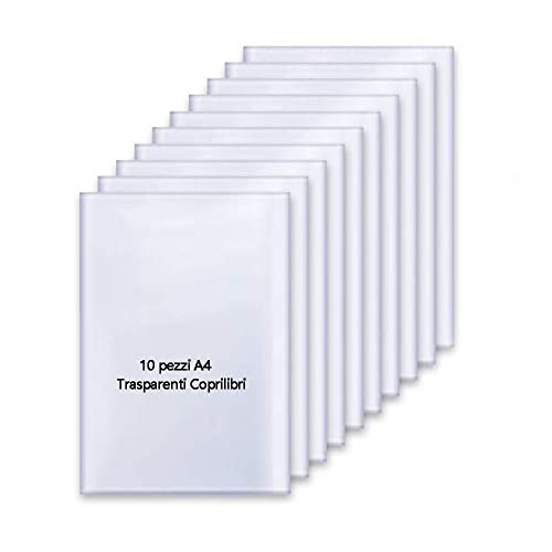 Xfeyaqlo copertina trasparente a4 per quaderno - 10 Copertina del libro - copertine per quadernoni - Addensare plastica, riutilizzabile e regolabile per il Ministero degli Interni della Scuola