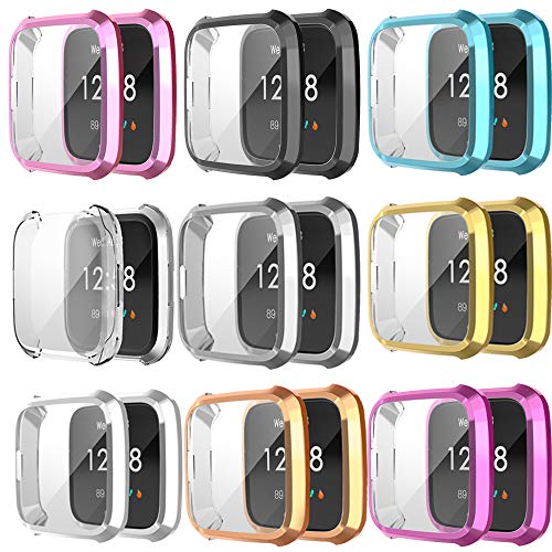 Yikamosi Screen Protector Compatible with Fitbit Versa Lite, Soft TPU Full Coverage Protective Case Cover Compatible with Fitbit Versa Lite,9PC