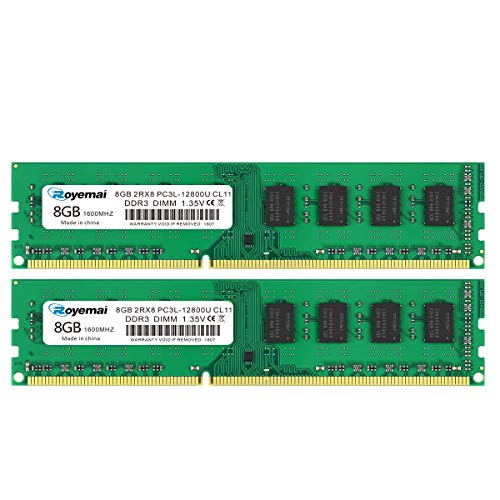 16GB (2x8GB) DDR3L DDR3 1600MHz DIMM PC3L   PC3-12800 12800U Kit di Memoria Desktop Unbuffered Non-ECC 1.35V CL11 2Rx8 Dual Rank 240Pin UDIMM DUOMEIQI