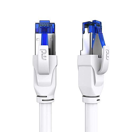 5m - Nuovo Cavo di Rete Cat 8.1 di Alta qualitá - 40 Gbits - SFTP PIMF - RJ45 Switch Router Modem Access Point - Cavo ethernet LAN Fibra – Compatibile Cat 5 e Cat 6 - Bianco da 5 Metri