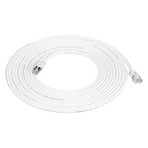 Amazon Basics - Cavo di rete Ethernet patch Cat7 ad alta velocità gigabit con connettori RJ45, bianco, 6,1 m