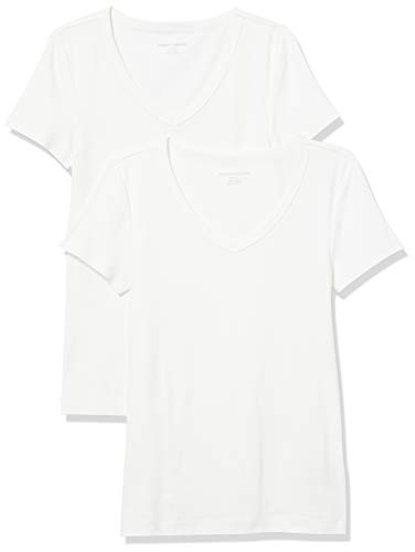 Amazon Essentials T-Shirt con Scollo a V a Maniche Corte Slim Donna...