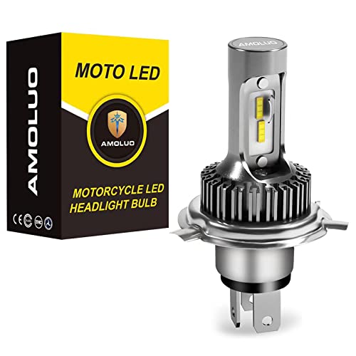 AMOLUO H4 HS1 LED Lampadina Per Fari Moto ,25W Senza Ventola Abbaglianti e Anabbaglianti,Sostituzione Con Lampada Alogena H4,Xeno Luce Bianca 6000K (1 Pezzo)