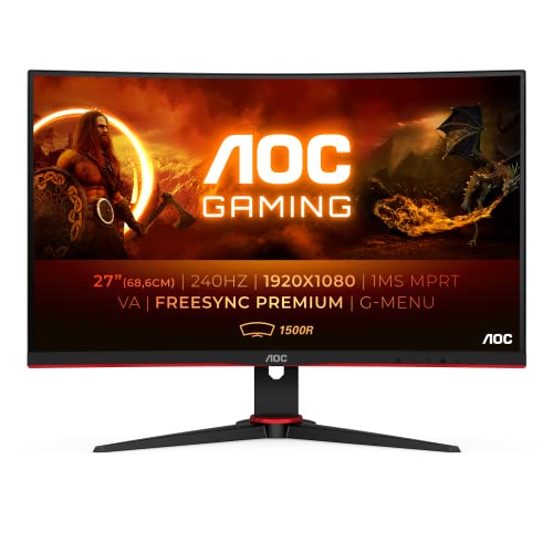AOC Gaming C27G2ZE - Monitor curvo FHD da 27 pollici, 240 Hz, 0,5 m...