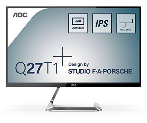 AOC Q27T1 - Monitor QHD da 27 pollici, 75Hz, 5ms, IPS, AMD FreeSync, senza sfarfallio, design Zero Edge (2560x1440 @75Hz, 350 cd m², HDMI 1.4 x 2, DisplayPort 1.2 x 1), colore nero