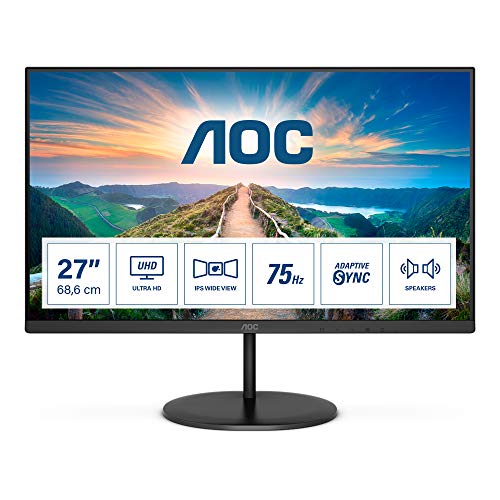 AOC U27V4EA - Monitor UHD da 27 , AdaptiveSync (3840 x 2160, 60 Hz, HDMI 2.0, DisplayPort), colore: Nero