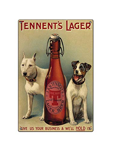 Asher Tennent s Beer-Two Dogs-Mini Targa da Parete in Metallo Targa da Bar Design retrò Targa in Metallo Targa Decorativa in Metallo Beer Club Dimensioni 20cm*30cm (8inch * 12inch)