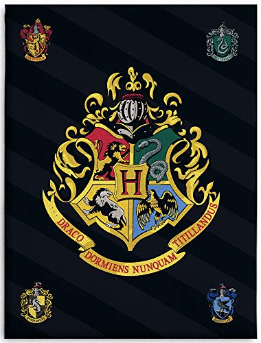 BERONAGE - Coperta in pile di Harry Potter Hogwarts, 150 x 200 cm, super morbida, coperta per divano, coperta in pile, biancheria da letto, con stemma di Grifondoro, Tassorosso, Corvonero e Serpeverde