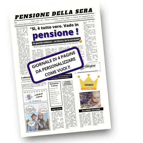Biglietto Auguri Pensione Uomo Giornale Originale e Simpatico Maxi Formato Pensionato