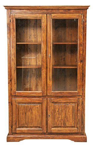 Biscottini Libreria in legno di tiglio 197x120x37 cm | Libreria legno massello Made in Italy | Buffet libreria classica | Librerie per soggiorno