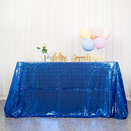 Blu Reale Tovaglia rettangolare con paillettes, 150 x 260 cm, decorazione per feste, biancheria da tavola, Tovaglie con paillettes glitterate per tovaglia in lino da tavolo scintillante blu reale