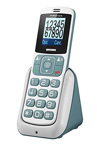 BRONDI Amico Home Telefono Cellulare GSM per Anziani con Tasti Grandi, Tasto SOS e Funzione da Remoto, Dual SIM, Volume Alto, Bianco Grigio