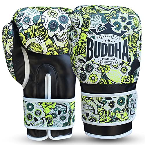 Buddha Fight Wear Mexican - Guanti da boxe Premium, 30 ml, colore: giallo