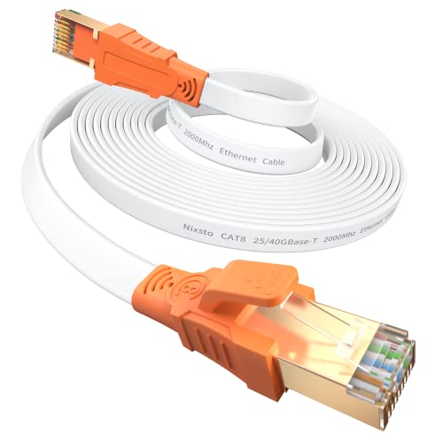 Cavo Ethernet 1.5m 3m 5m 10m 15m 20m 25m- Cat 8 Cavo di Rete 40 Gbps 2000 MHz Alta Velocità Cavo LAN con Connettore Rj45 per Router, Modem, Switch, Box TV, più Veloce di Cats5e Cat6 Cat7, Piatto