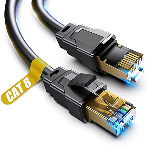 Cavo Ethernet Cat 8, 0,5 m, 1 m, 2 m, 3 m, 5 m, 6 m, 9 m, 12 m, 15 m, 18 m, 30 m, cavo di rete Internet ad alta velocità, cavo LAN professionale schermato a parete, interno ed esterno(15M)