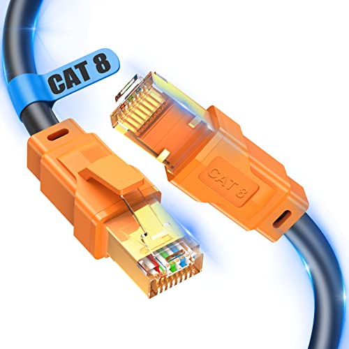 Cavo Ethernet Cat 8 5M, 26AWG Lastest 40Gbps 2000Mhz SFTP Patch Cord, Heavy Duty ad alta velocità Cat8 Lan Network RJ45 Cavo a parete, esterno, resistente alle intemperie per router modem gioco