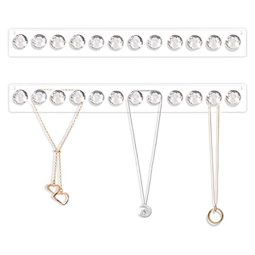 CECOLIC Porta collane in acrilico trasparente da parete appendini per collana da appendere all organizzatore di gioielli con 12 ganci a forma di diamante (confezione da 2)
