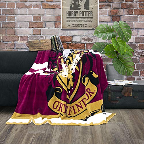 Character World - Morbida coperta in pile a tema Harry Potter, 150 x 200 cm, con lo stemma di Grifondoro della scuola di Hogwarts