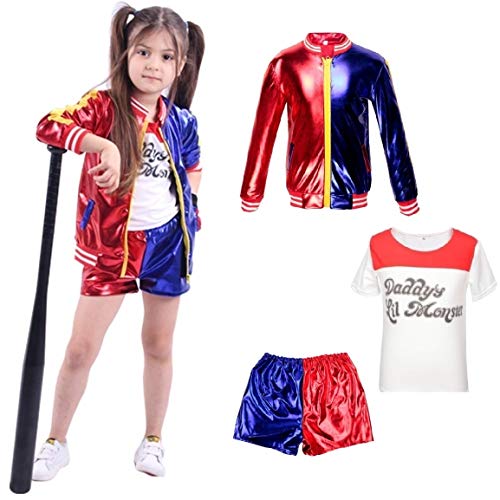 CICCB-DAMOY Ragazza Harlequin Outfit del Vestito Operato dai Bambini delle Ragazze Carnevale di Halloween FancyDress (rosso, 9-11 anni (140-150 cm))