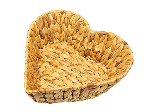 Ciotola in giacinto d acqua a forma di cuore come cestino per la frutta decorativo, cestino per il pane, 30 x 30 x 10 cm