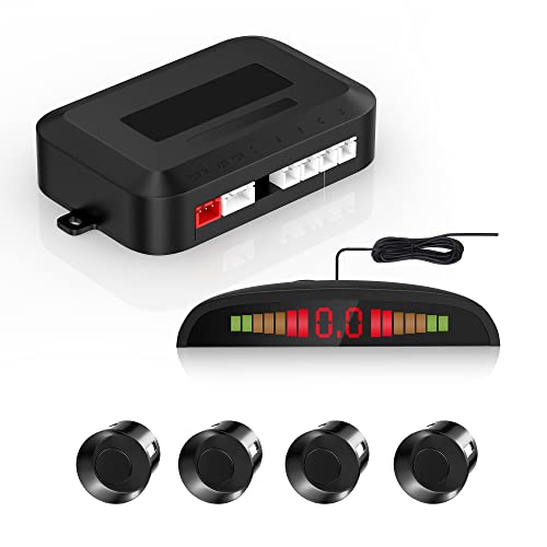 Cocar Sensore di Parcheggio Kit Desplay LED Acustico Auto Reverse Backup di Sistema + 4 Sensori(Nero)