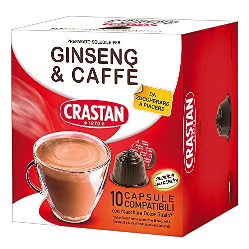 Crastan Capsule Compatibili Dolce Gusto - Ginseng & Caffè Da Zuccherare - 1 confezione da 10 capsule