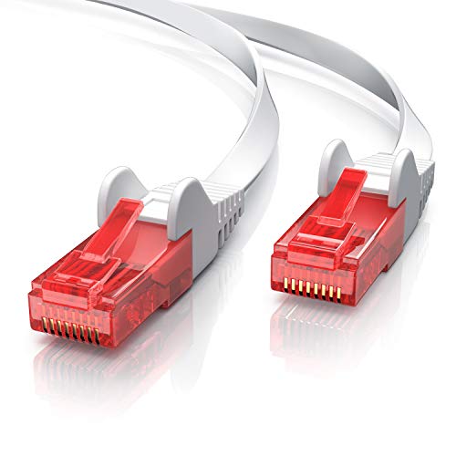 CSL - Cavo di Rete 5m Piatto - Ethernet Gigabit LAN RJ45 - Cat 6 10 100 1000 Mbit s - Cavi Patch Slim - per Switch Router Modem Patchpannel Access Point - Bianco