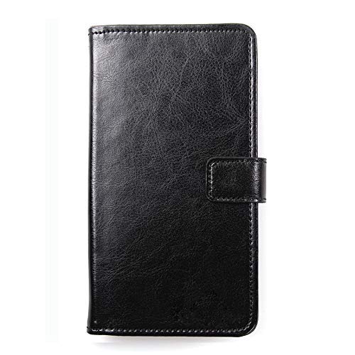 Dingshengk Nero Custodia in Pelle Flip Case Protettiva Cover Skin Wallet per Elephone S7 Mini 5.2 